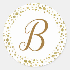 Adesivo Redondo Pontos de Brilho Dourado Feminino Logotipo Moderno