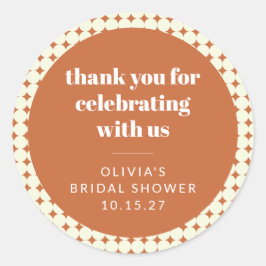 Adesivo Redondo Pontos de Terracota Moderna Casamento Personalizad