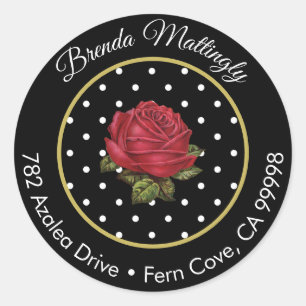 Adesivo Redondo Pontos de Vintage Endereço de Devolução Floral