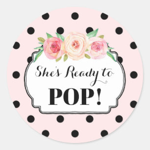 Adesivo Redondo Pontos pretos cor-de-rosa está pronta para estala