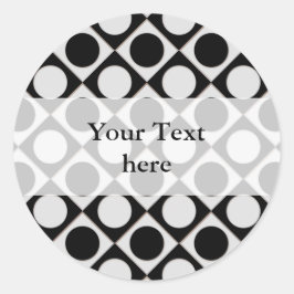 Adesivo Redondo Pontos & quadrados / branco preto + suas ideias