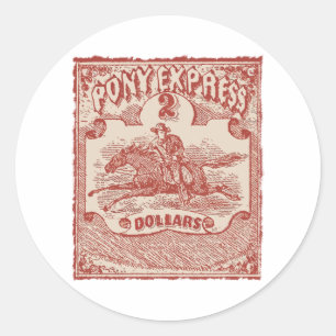 Adesivo Redondo Pony Express Vintage Stamp