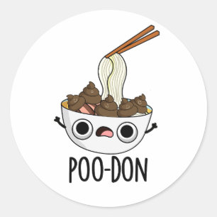 Adesivo Redondo Poo-don Funny Udon Pun 