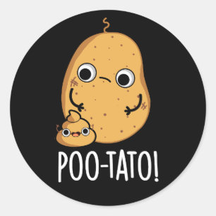Adesivo Redondo Poo-tato Funny Veggie Poop Dark BG