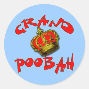 Adesivo Redondo Poobah grande com produtos da coroa