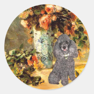 Adesivo Redondo Poodle (8S) - Vaso de flores