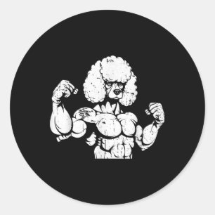 Adesivo Redondo Poodle Biceps Tatuagem - Pet De Raça De Cão Eu Amo