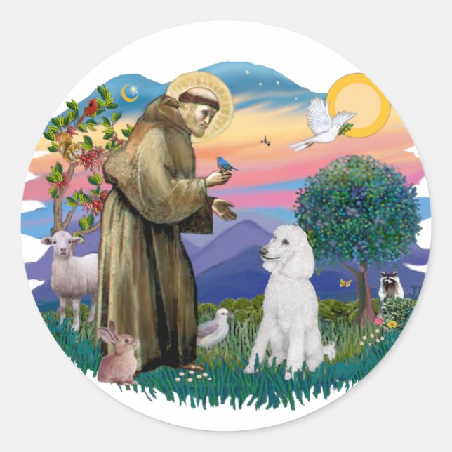 Adesivo Redondo Poodle (Branco Padrão) (Frente)