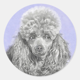 Adesivo Redondo Poodle (Brinquedo, Miniatura) Pintura Original De 