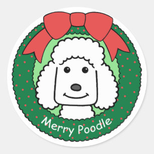 Adesivo Redondo Poodle Christmas