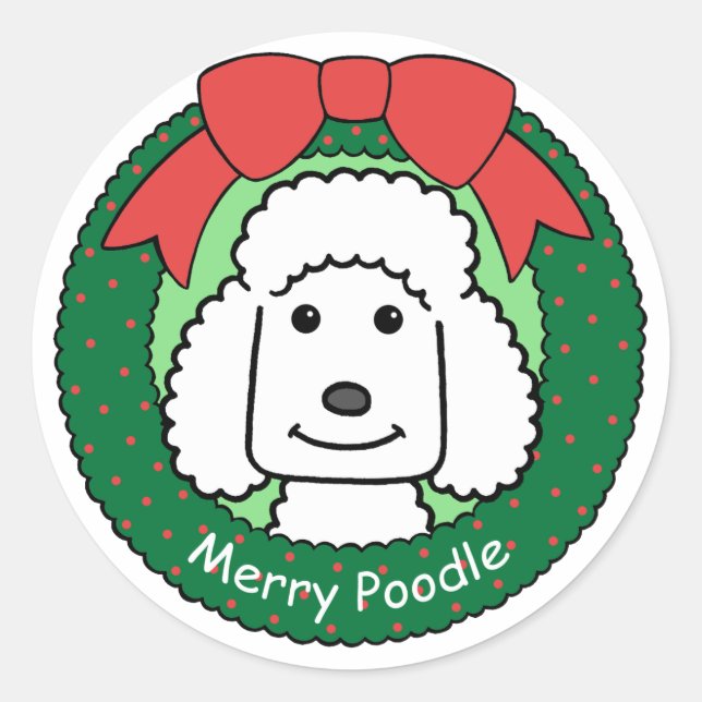 Adesivo Redondo Poodle Christmas (Frente)