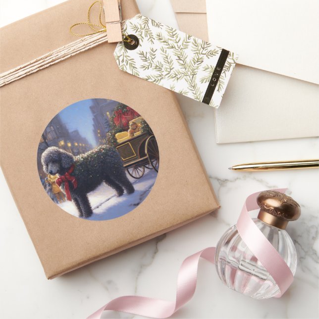 Adesivo Redondo Poodle Christmas Fesason (Presentear)