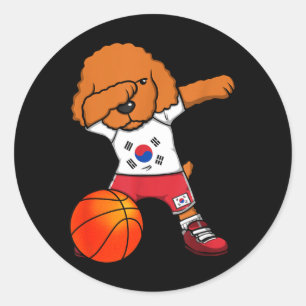 Adesivo Redondo Poodle Dabbing Coreia do Sul Jersey Beisebol Corea