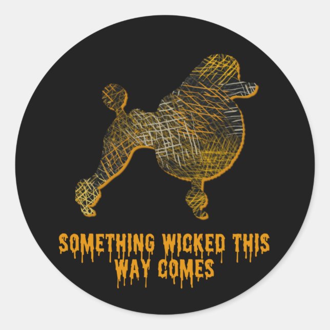 Adesivo Redondo Poodle Dog Diversão Halloween (Frente)