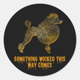 Adesivo Redondo Poodle Dog Diversão Halloween