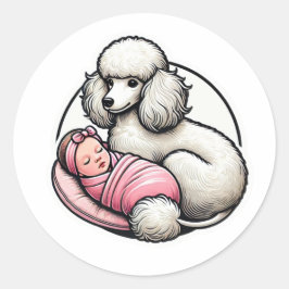 Adesivo Redondo Poodle giro para ela
