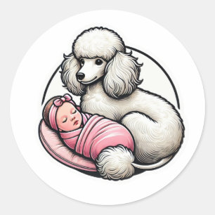 Adesivo Redondo Poodle giro para ela