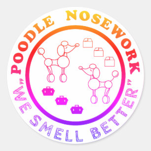 Adesivo Redondo Poodle Nosework - Cheiramos Melhor Sticker