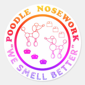 Adesivo Redondo Poodle Nosework - Cheiramos Melhor Sticker