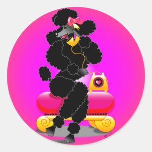 Adesivo Redondo Poodle Preto Retroativo no Telefone