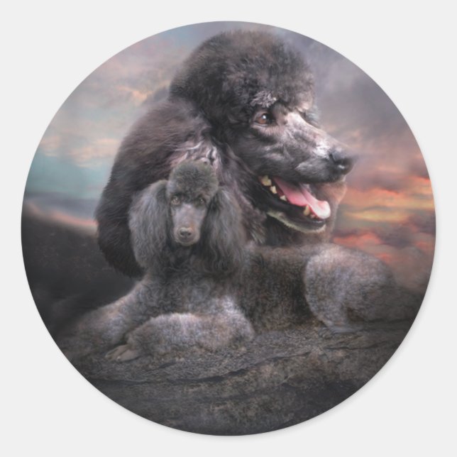 Adesivo Redondo Poodle Rock Sticker (Frente)