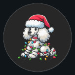 Adesivo Redondo Poodle Standard Christmas Lights Dog Engraçado Xma<br><div class="desc">Poodle Standard Christmas Lights Dog Engraçado Xmas</div>