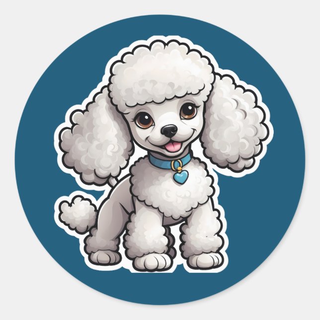 Adesivo Redondo Poodle Sticker (Frente)