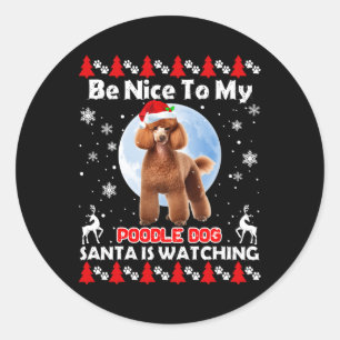 Adesivo Redondo Poodle Ufly Christmas É Bom Para Mim Papais noeis