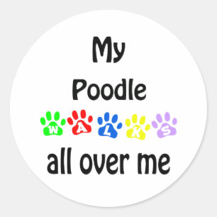 Adesivo Redondo Poodle Walks Design