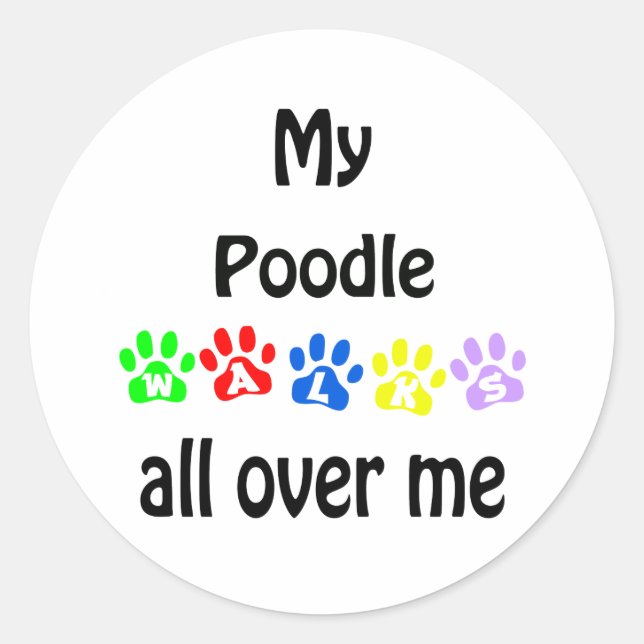 Adesivo Redondo Poodle Walks Design (Frente)