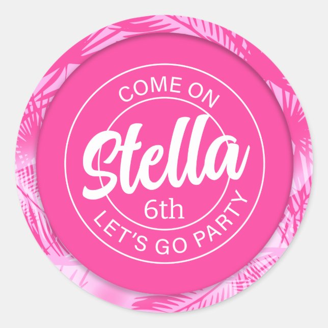 Adesivo Redondo Pool Party Pink Doll (Frente)