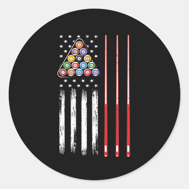 Adesivo Redondo Pool Player American Flag (Frente)