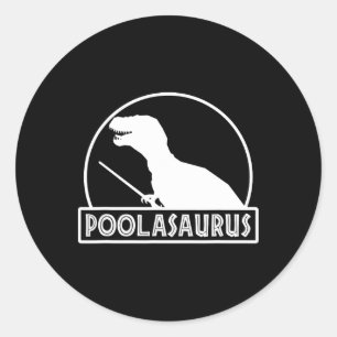 Adesivo Redondo Poolasaurus Jogador de Bilhar Dinossauro Snooker O