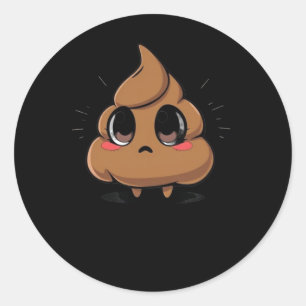 Adesivo Redondo Poop Emoji Chibi Sticker