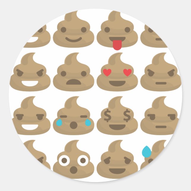Adesivo Redondo poop emojis (Frente)