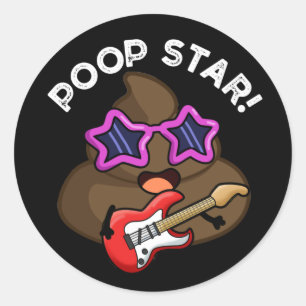 Adesivo Redondo Poop Star Funny Pop Star Pun Dark BG