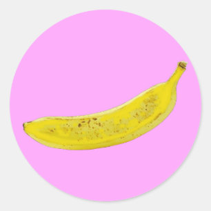 Adesivo Redondo Pop Art Banana em amarelo