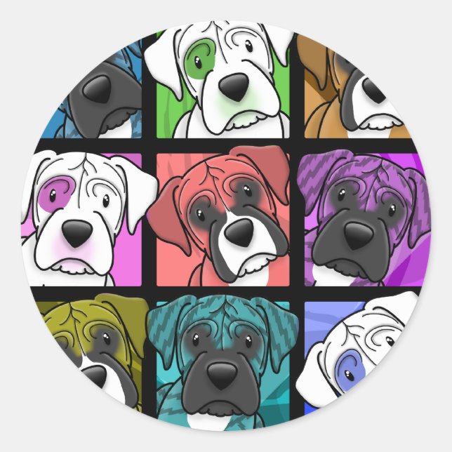 Adesivo Redondo Pop Art Boxer (Frente)