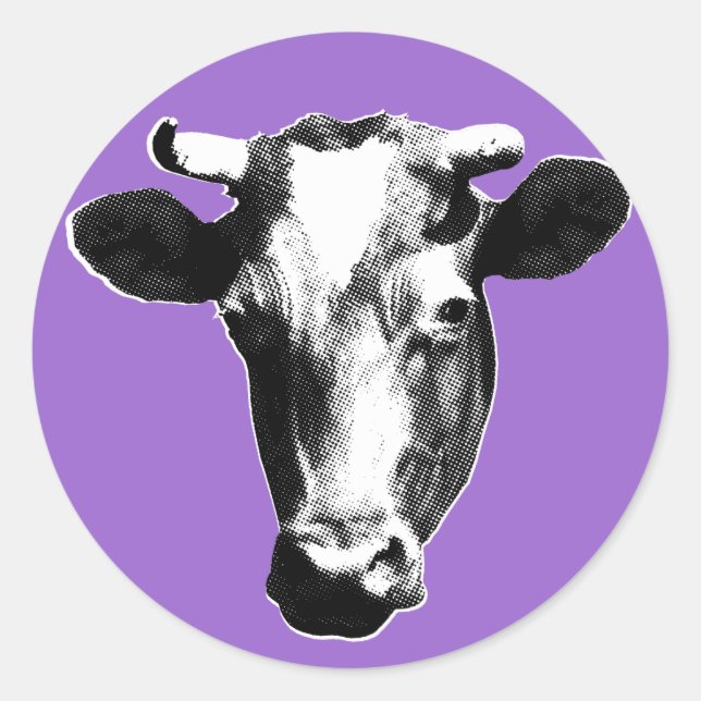 Adesivo Redondo Pop Art Cow (Frente)