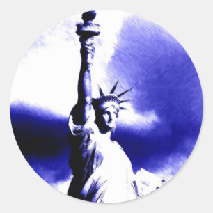 Adesivo Redondo Pop art da estátua da liberdade