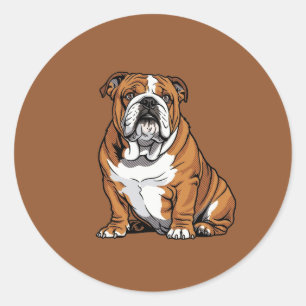 Adesivo Redondo Pop Art English Bulldog Halftone Cômico