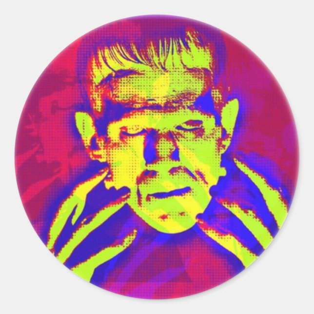 Adesivo Redondo Pop Art Frankenstein (Frente)