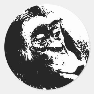 Adesivo Redondo Pop Art Funny Chimpanzé