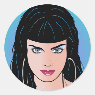 Adesivo Redondo Pop Art Girl - Alicia
