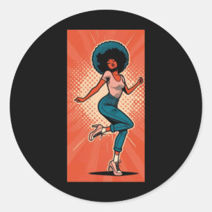 Adesivo Redondo Pop Art Girl Dancing Pose Stick
