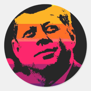 Adesivo Redondo Pop Art Jack JFK John F. Kennedy