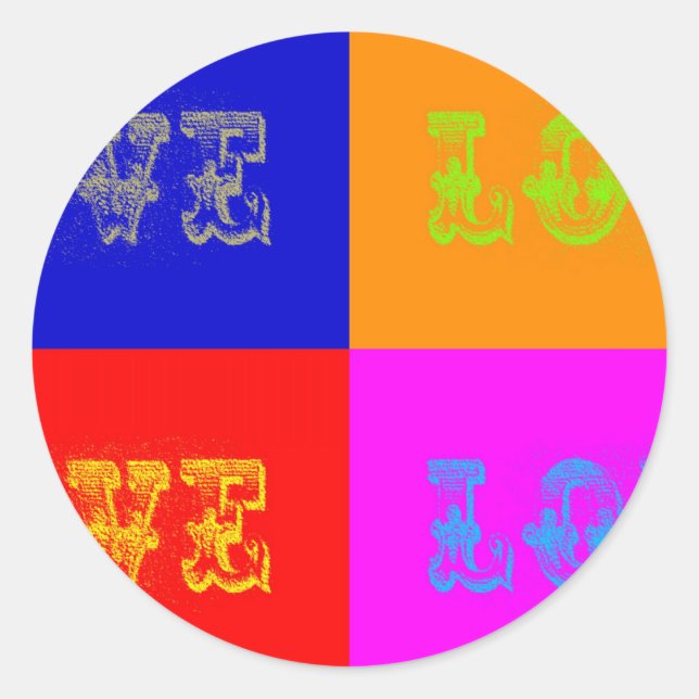 Adesivo Redondo Pop Art Love (Frente)