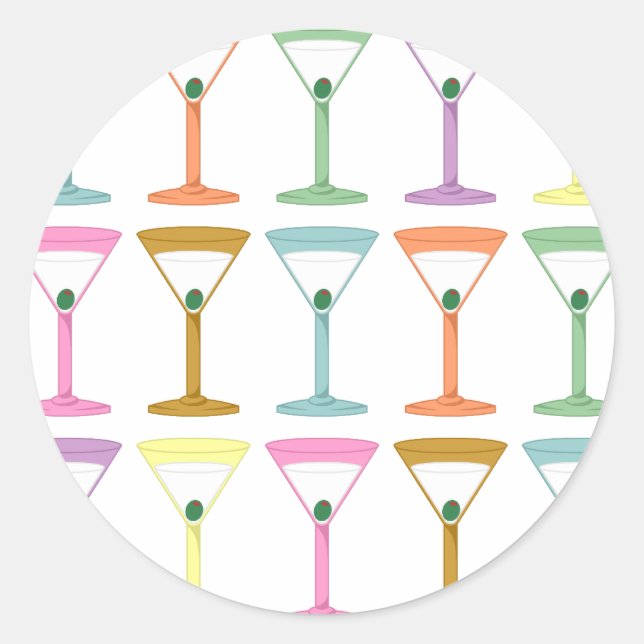 Adesivo Redondo Pop Art Martinis (Frente)