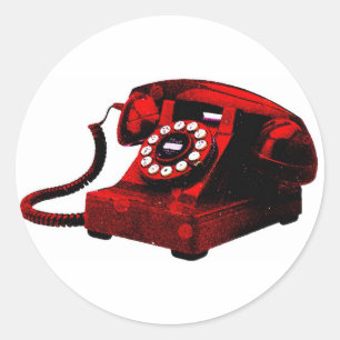 Adesivo Redondo Pop Art Old Desk Telephone Box