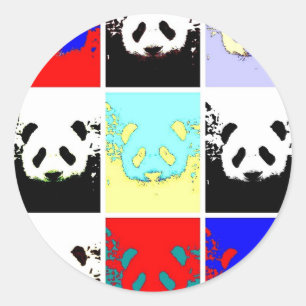 Adesivo Redondo Pop Art Panda